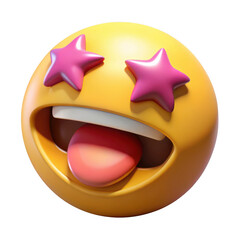 Poster - 3d goofy star eyed emoji isolated on transparent background