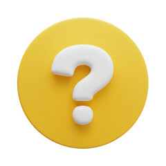 Poster - 3d white question mark on yellow circle isolated on transparent background