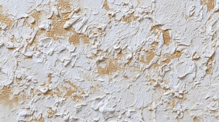 Aufkleber - A wall showcases an intricate texture created by white and gold layers of paint. The unique patterns add depth and aesthetic appeal to the interior space.