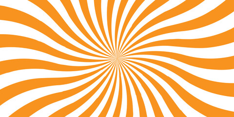 Fototapete - Abstract background with rays retro starburst orange sunlight design. Sunburst background vector illustration pattern beam rays. Spiral radial striped backdrop design.	
