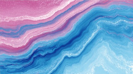 Poster - Swirling patterns of pink and blue create an abstract composition, resembling a stunning landscape at sunset. The colors blend harmoniously, evoking tranquility.