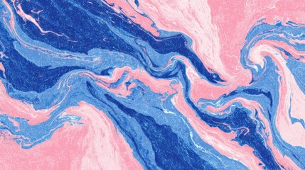Poster - Swirls of blue and pink blend seamlessly in a striking marble pattern, showcasing a unique artistic expression. The swirling design creates a sense of movement and depth.