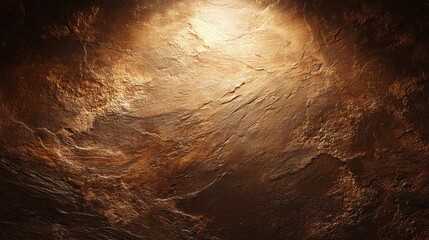 Poster - The surface features a striking interplay of textured brown tones and natural patterns, softly illuminated from above, creating a warm and inviting atmosphere perfect for artistic settings.