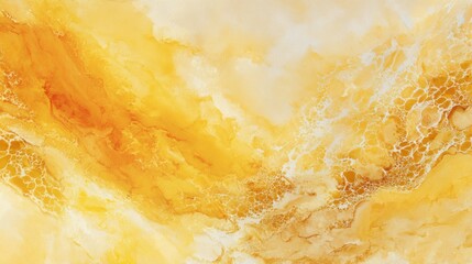 Poster - Warm shades of yellow and gold swirl together to form an abstract pattern that resembles flowing liquid. The vibrant tones and intricate textures create a lively and inviting visual experience.