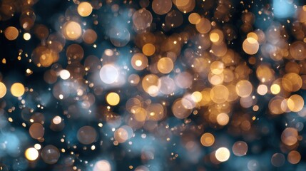 Poster - Soft bokeh lights fill the scene, blending warm golds and cool blues, evoking a magical ambiance perfect for an evening gathering or celebration in the city.