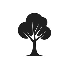 Sticker - black tree icon vector silhouette illustration