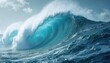 © Maryna - Majestic ocean waves frozen in time, sculpted like glass, showcase nature raw power. Turquoise water curls into barrels under a dramatic sky, hinting at immense force and a stormy environment.