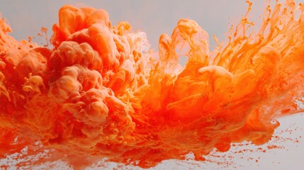 Poster - Bright orange liquid erupts dramatically, showcasing a dynamic splash against a neutral background. The captivating motion captures the essence of creativity in art exploration.