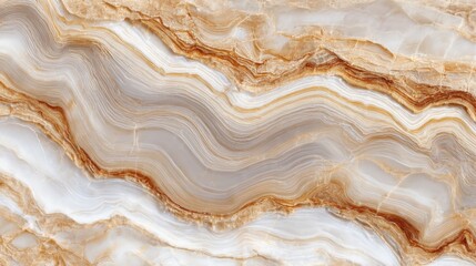 Poster - Intricate layers of stone display a mesmerizing blend of beige, cream, and golden hues, creating elegant wavy patterns. This natural rock formation offers unique textures and colors.