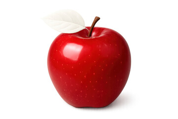 Poster - Red apple with leaf on transparent background