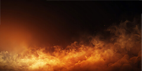 Poster - Bright flames rise and flow into the air, swirling and mixing with dark smoke to create an intense visual. The contrast enhances the fiery colors and dynamic movement