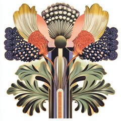 Wall Mural - Flower pattern art illustration.