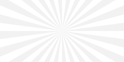 Fototapete - Minimal sunrise radiate striped wave geometric circus light white and grey sun rays sunburst pattern background. Sunburst background vector illustration pattern beam rays.	

