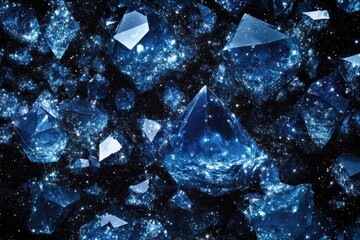 Wall Mural - journey through sparkling blue crystals amidst vibrant star fields in deep space, the heavens 0105: 