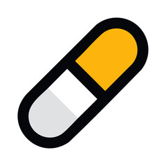 Poster - Bold Capsule Icon: Modern Medicine Symbol with Black Outline, White Background.