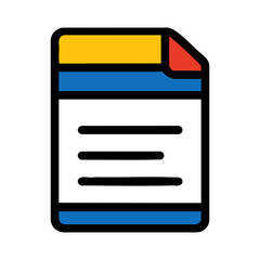 Poster - Boldly Outlined Document Icon with Vibrant Primary Color Headers and a Folded Red Corner.