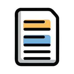 Poster - Stylized Document Icon with Colored Text Blocks and Bold Outline