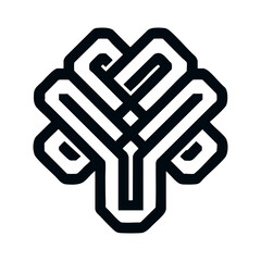Poster - Bold Interlaced Geometric Knot Symbol with Symmetrical Labyrinthine Lines