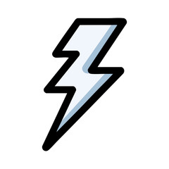Poster - Stylized Lightning Bolt Icon: Bold Black Outline, Blue Fill, White Background.
