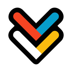 Poster - Abstract Interlocking Arrows Logo with Bold Colors and Black Outline on White