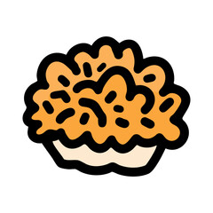 Poster - Stylized Cartoon Pie: Orange Filling, Black Outline, Isolated on White.