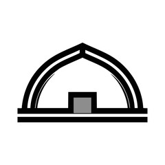 Poster - Clean Geometric Black Archway with Grey Square Element Minimalist Vector Graphic