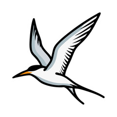 Poster - Stylized Bird in Flight: Vector Illustration on White Background.