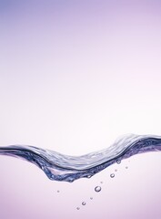 Poster - Abstract clean water wave with air bubbles on gradient light purple background for modern advertising and creative design template concept.
