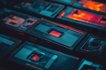 Poster - VHS analog tape static video overlay background with vibrant colors and retro aesthetic, VHS Analog Tape Static Video Overlay Background