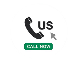 Fototapete - Flat Design Contact Button Saying 'Call Us Now', Phone Symbol, Transparent Background PNG