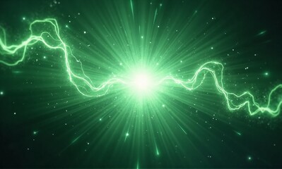 Poster - A vibrant green energy burst illuminates the dark, with electrifying arcs extending outwards, creating a powerful abstract display.