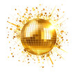 © EnelEva - A bright gold disco ball with a shimmering reflective mirror. Perfect for parties, clubs or celebrations