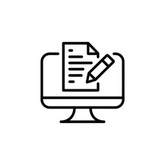 Poster - Online document editing icon on computer screen vector illustration