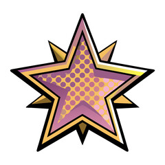 Poster - Colorful star graphic in pop art style with spiked edges, isolated vector image on transparent background  