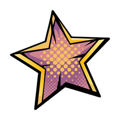 Poster - Star illustration in pop art style with vibrant colors and patterns, isolated vector image on transparent background  