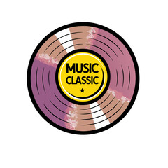 Poster - Isolated comic book style vinyl record with classic music design, isolated vector image on transparent background  