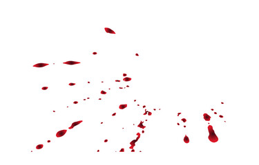 Poster - Red ink splatter and drops isolated on transparent background
