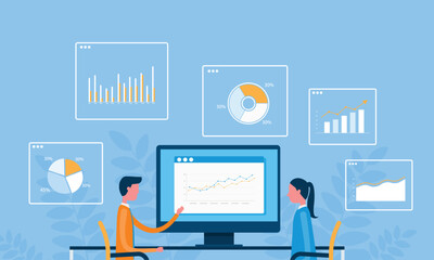 business data analytics design. people marketing team working. business finance investment concept. 