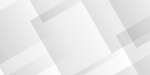 Poster - White and gray overlap triangle geometric technology pattern. minimal rectangle randomly arranged white lines transparent web square background layers. overlapping presentation design.	
