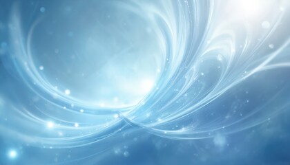 Poster - Swirling abstract blue light, energy forms serene, flowing pattern. Digital illustration features gentle curves, soft glowing luminance, tranquil, ethereal quality, perfect for modern website