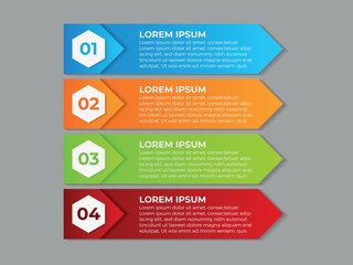 Poster - 4 process infographic arrows design template. Planning, Marketing, Strategy and Business presentation. Vector illustration.
