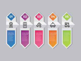 Poster - 5 Steps business data visualization timeline process infographic template design with icons