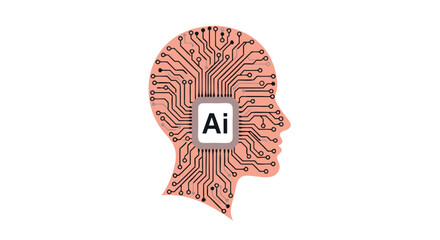 Poster - Artificial Intelligence Brain: The intellectual marvel of the future, embodied as a human brain, adorned with intricate circuit board patterns and the initials 'Ai', hinting at the core of innovation.
