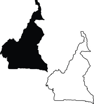 Cameroon country map silhouettemflat and outline design