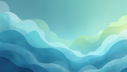 Poster - Abstract illustration features flowing blue, green waves with soft shapes, gradient colors. Modern design offers fluid, smooth texture, perfect for creating clean, vibrant backgrounds, wallpapers.