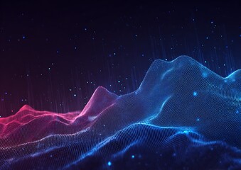 Poster - Digital landscape of blue and pink dots