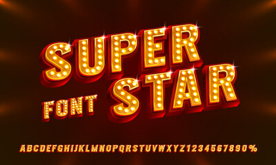 Wall Mural - super star font set collection, letters and numbers symbol. vector illustration