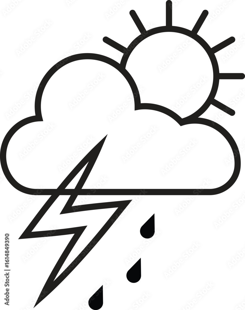 Weather icon showing sun, cloud, and rain for mixed conditions and ...