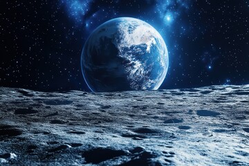 earth from the moon in hyperrealistic detail