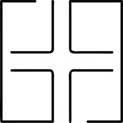 Poster - Black outline of a plus sign or cross shape on white